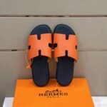 Hermes Izmir Sandals Orange/ Black For Men - Image 7