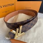 Louis Vuitton Twist Iconic Initiales LV Belt Damier Infini Canvas Brown Gold Finishing LV Belt