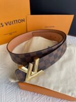 Louis Vuitton Twist Iconic Initiales LV Belt Damier Infini Canvas Brown Gold Finishing LV Belt