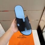 Hermes Izmir Sandals Black/ Light Blue For Men - Image 9
