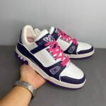 Louis Vuitton Trainer Sneaker Mix Of Materials White/Purple Virgil Abloh For Men LV - Image 7