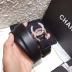 Chanel Black Belt With Double C Buckle Silver-Toned Metal Women Belt - Image 3