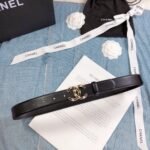 Chanel Belt With Double C Buckle Black Gold Toned Hardware Women Belt - Image 3