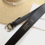 Chanel Quilted Belt With Double C Buckle Black with Gold mix Black Hardware Women Belt - Image 2
