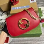 Gucci Blondie Medium Shoulder Bag 11in/ 28cm Red Gold Hardware For Women - Image 4