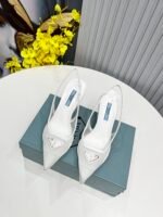 Prada Mesh Fabric Slingback Pumps White For Women PRD