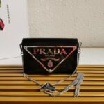 Prada Brushed Shoulder Bag Black - Image 9