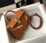 Hermes Mini Kelly 19 Sellier Epsom Brown Bag For Women, Women's Handbags, Shoulder Bags 7.5in/19cm - Image 2