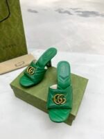 Gucci Double G Slide Sandal Chevron Matelasse Green For Women GG ‎674839 BKO00 3120 - Image 2