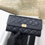 Chanel CO-CO Long Flap Wallet 19.5cm/7.7in Gold Hardware For Women Black