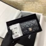 Chanel CO-CO Classic Card Holder 11cm/4.4in Gold Hardware For Women Black
