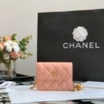 Chanel CO-CO Wallet On Chain 10cm/3.9in Gold Hardware For Women Pink