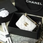 Chanel CO-CO Clutch With Chain 9.5cm/3.7in Gold Toned Hardware For Women White