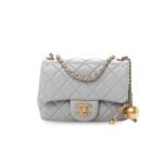 Chanel Flap Bag With CC Ball On Strap Grey AS1787