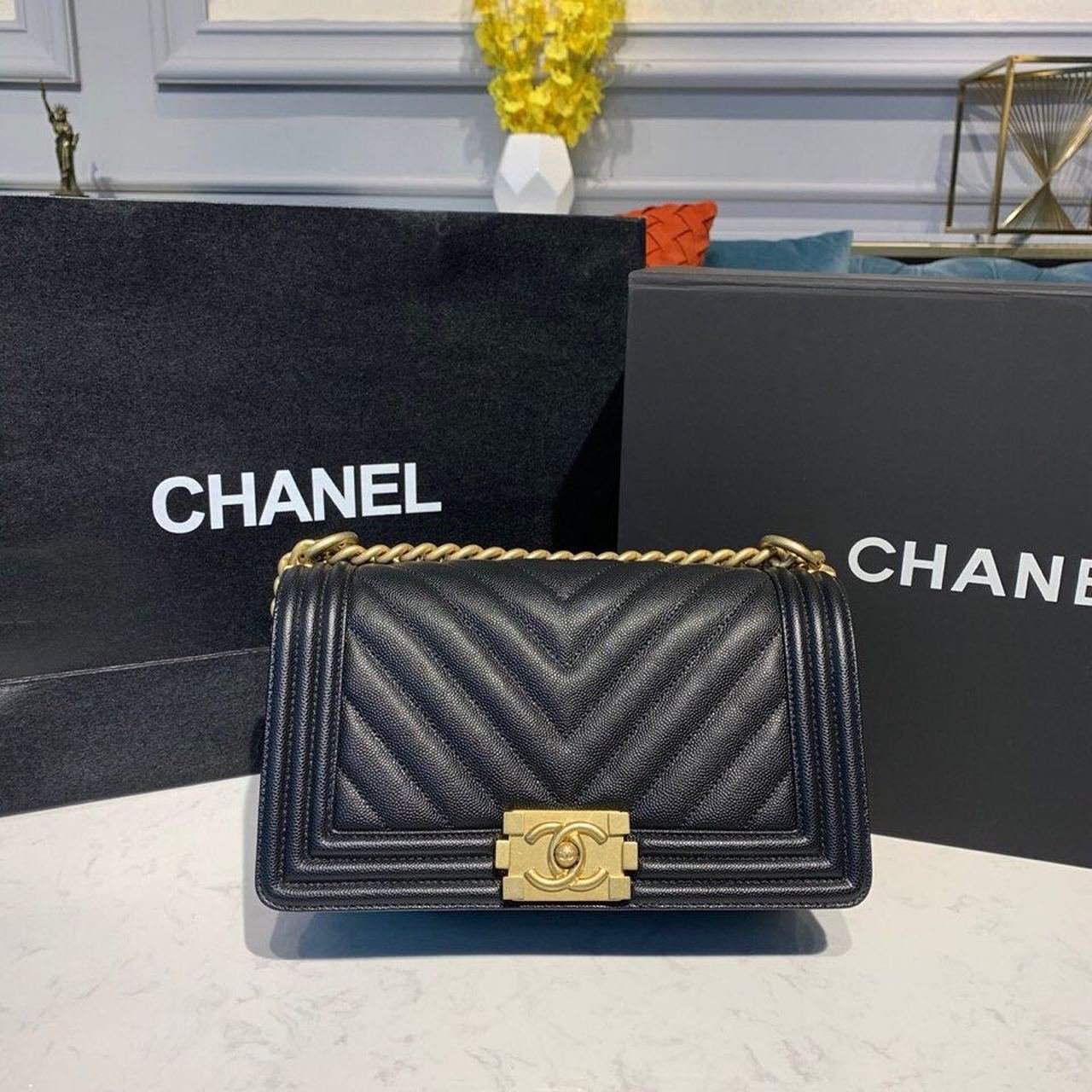 1100861573061616_.pic__58863.1573072698-2.jpg Chanel Boy HandBag Black For Women, Women's Bags, Shoulder And Crossbody Bags 9.8in/25cm A67086 - Image 1