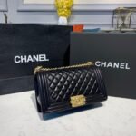 Chanel Boy Handbag Gold Toned Hardware Black For Women, Women's Bags, Shoulder And Crossbody Bags 9.8in/25cm A67086 - Image 3