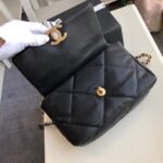 Chanel 19 Crossbody Bag 10.1in/ 26cm Black Gold Hardware For Women AS1160 - Image 10