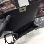 Chanel Boy Medium Crossbody Bag 9.8in/ 25cm Black Silver Hardware For Women - Image 13
