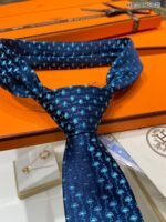 Hermes Crane Motif Tie Blue Hermes Men Tie - Image 6