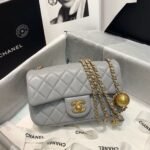 Chanel Flap Bag With CC Ball On Strap Grey AS1787 - Image 4