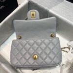 Chanel Flap Bag With CC Ball On Strap Grey AS1787 - Image 8