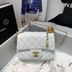 Chanel Flap Bag With CC Ball On Strap Mini Crossbody 6.7in/ 17cm White Gold Hardware For Women AS1786 - Image 2