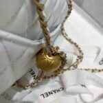 Chanel Flap Bag With CC Ball On Strap Mini Crossbody 6.7in/ 17cm White Gold Hardware For Women AS1786 - Image 9