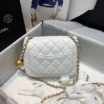 Chanel Flap Bag With CC Ball On Strap Mini Crossbody 6.7in/ 17cm White Gold Hardware For Women AS1786 - Image 5