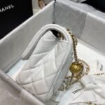 Chanel Flap Bag With CC Ball On Strap Mini Crossbody 6.7in/ 17cm White Gold Hardware For Women AS1786 - Image 4