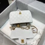 Chanel Flap Bag With CC Ball On Strap Mini Crossbody 6.7in/ 17cm White Gold Hardware For Women AS1786 - Image 6