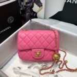 Chanel Flap Bag With CC Ball On Strap Mini Crossbody 6.7in/ 17cm Pink Gold Hardware For Women AS1786 - Image 2