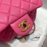 Chanel Flap Bag With CC Ball On Strap Mini Crossbody 6.7in/ 17cm Pink Gold Hardware For Women AS1786 - Image 7