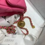Chanel Flap Bag With CC Ball On Strap Mini Crossbody 6.7in/ 17cm Pink Gold Hardware For Women AS1786 - Image 6