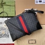 Gucci Black Messenger Black/Grey GG Supreme Canvas Blue And Red Web 474139 K5ICN 1095 - Image 3