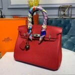 Hermes Birkin Red Semi Handstitched With Gold Toned Hardware For Women 30cm/11.8in - Image 3