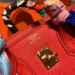 Hermes Birkin Red Semi Handstitched With Gold Toned Hardware For Women 30cm/11.8in - Image 9