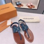 Louis Vuitton Starboard Flat Thong Sandal Monogram Denim Blue For Women LV 1A7RDP