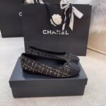 Chanel Ballerina Flats Tweed Black/Gold For Women, Women's Shoes G02819 K4311 - Image 3