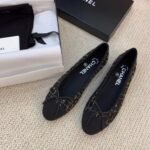 Chanel Ballerina Flats Tweed Black/Gold For Women, Women's Shoes G02819 K4311 - Image 9