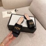 Gucci Gucci Zumi Slide Sandals Black For Women GG - Image 8