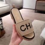 Chanel Woven Chain Cork Sandals Tweed Beige/Black For Women, Women's Shoes - Image 11