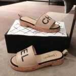 Chanel Woven Chain Cork Sandals Tweed Beige/Black For Women, Women's Shoes - Image 10