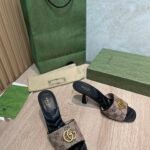 Gucci Double G Slide Sandal Chevron Matelasse Black For Women GG 674839