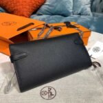 Hermes Kelly Wallet To Go Woc Black With Gold Toned Hardware Bag For Women 8.2in/21cm - Image 7