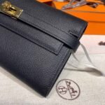 Hermes Kelly Wallet To Go Woc Black With Gold Toned Hardware Bag For Women 8.2in/21cm - Image 6