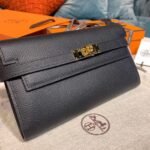 Hermes Kelly Wallet To Go Woc Black With Gold Toned Hardware Bag For Women 8.2in/21cm - Image 4