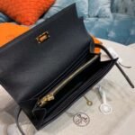 Hermes Kelly Wallet To Go Woc Black With Gold Toned Hardware Bag For Women 8.2in/21cm - Image 10