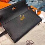 Hermes Kelly Wallet To Go Woc Black With Gold Toned Hardware Bag For Women 8.2in/21cm - Image 9