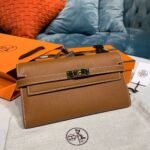Hermes Kelly Wallet To Go Woc Brown With Gold Toned Hardware Bag For Women 8.2in/21cm - Image 2