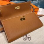 Hermes Kelly Wallet To Go Woc Brown With Gold Toned Hardware Bag For Women 8.2in/21cm - Image 10